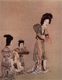 明 簪珠翠发饰的贵妇及挂玉佩的侍女 陈洪绶《夔龙补.jpg