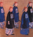 清《万树园赐宴图》中穿吉服袍外罩补褂的官员们.jpg