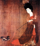 唐 穿薄纱大袖衫、高腰裙、披帛、高髻簪花的仕女.jpg